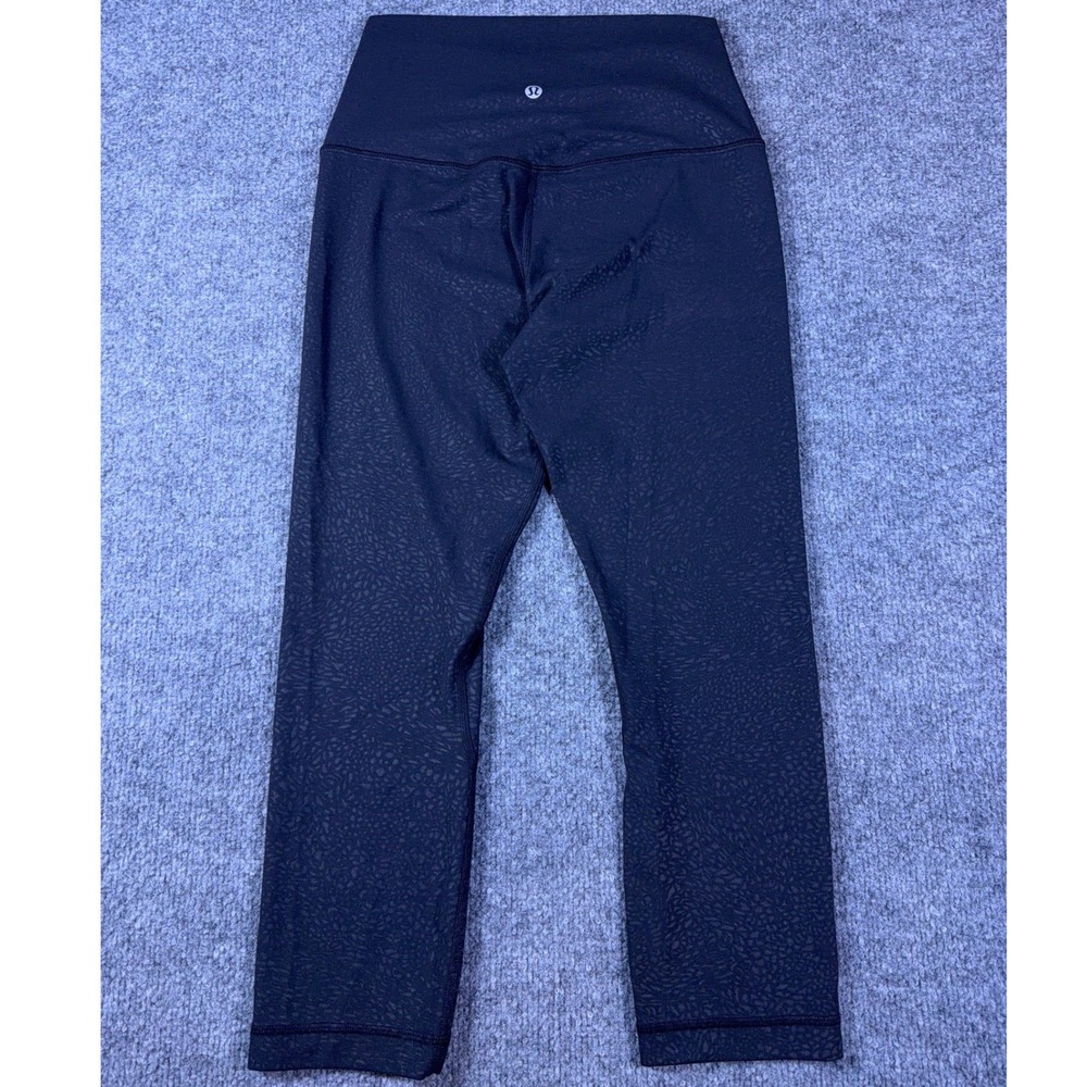 Lululemon Align High-Rise Crop 21 Leopard Embossed Black Leggings Size 6